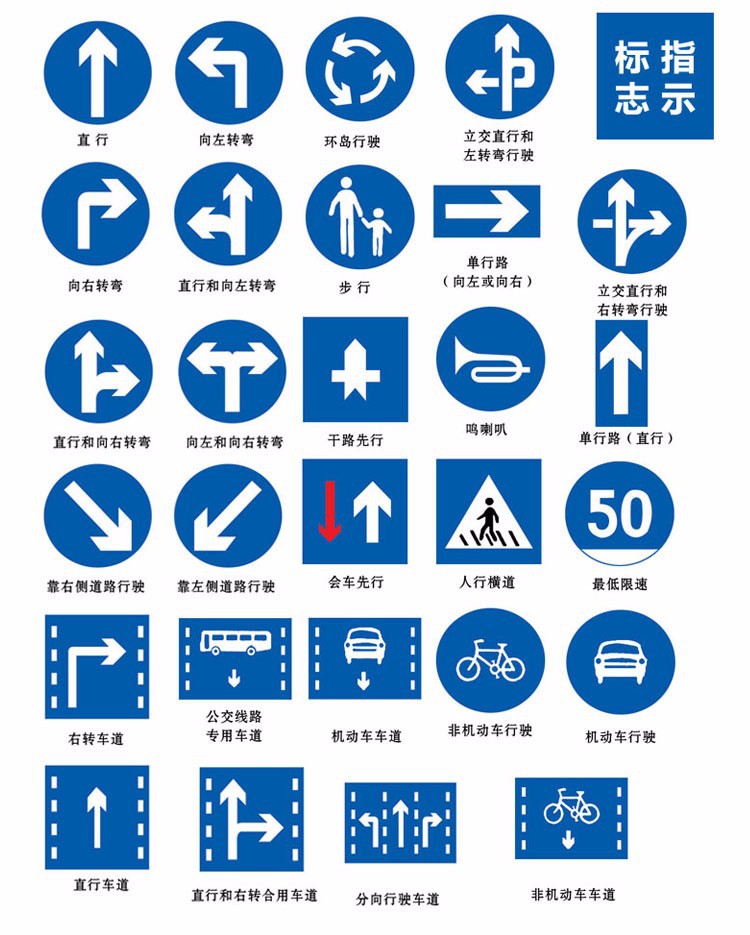 益宙交通安全指示牌蓝色限速警示牌反光道路公路标志牌标牌